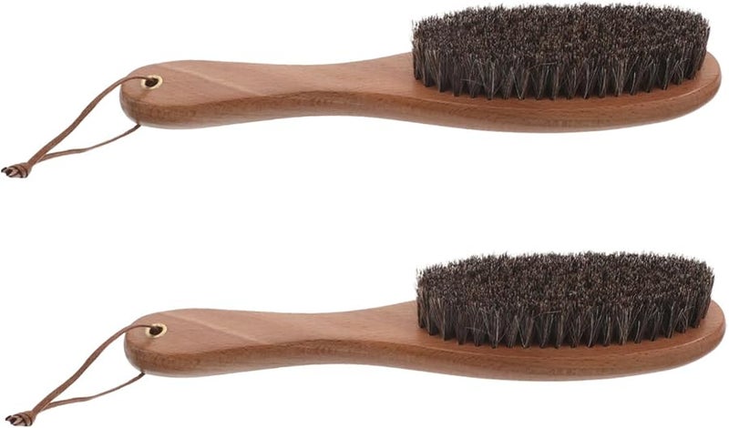 فرشاة تنظيف الأحذية من شعر الحصان 2 قطعة أداة تنظيف لطيفة بمقبض مريح - Image 1